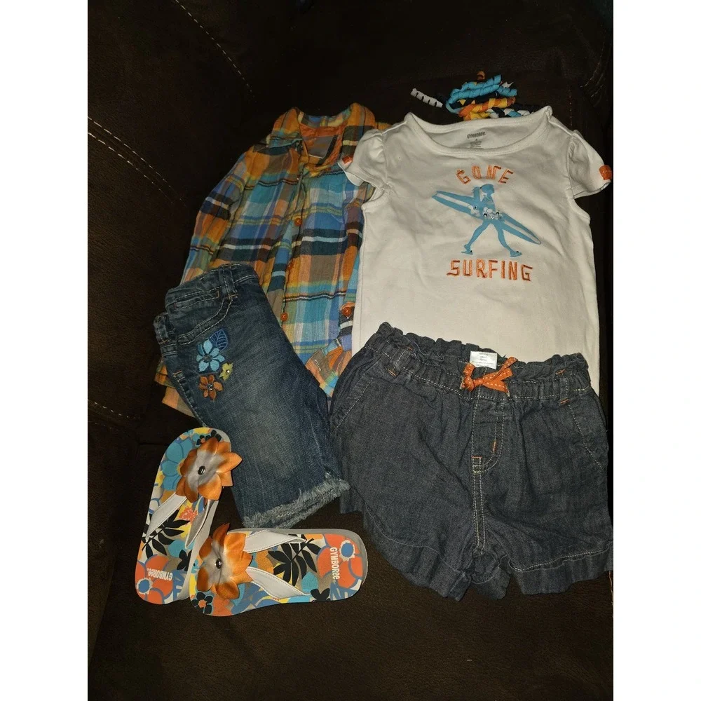 Gymboree‎ tropical bloom lot size 4 tops shorts capris ponytail holder shoes